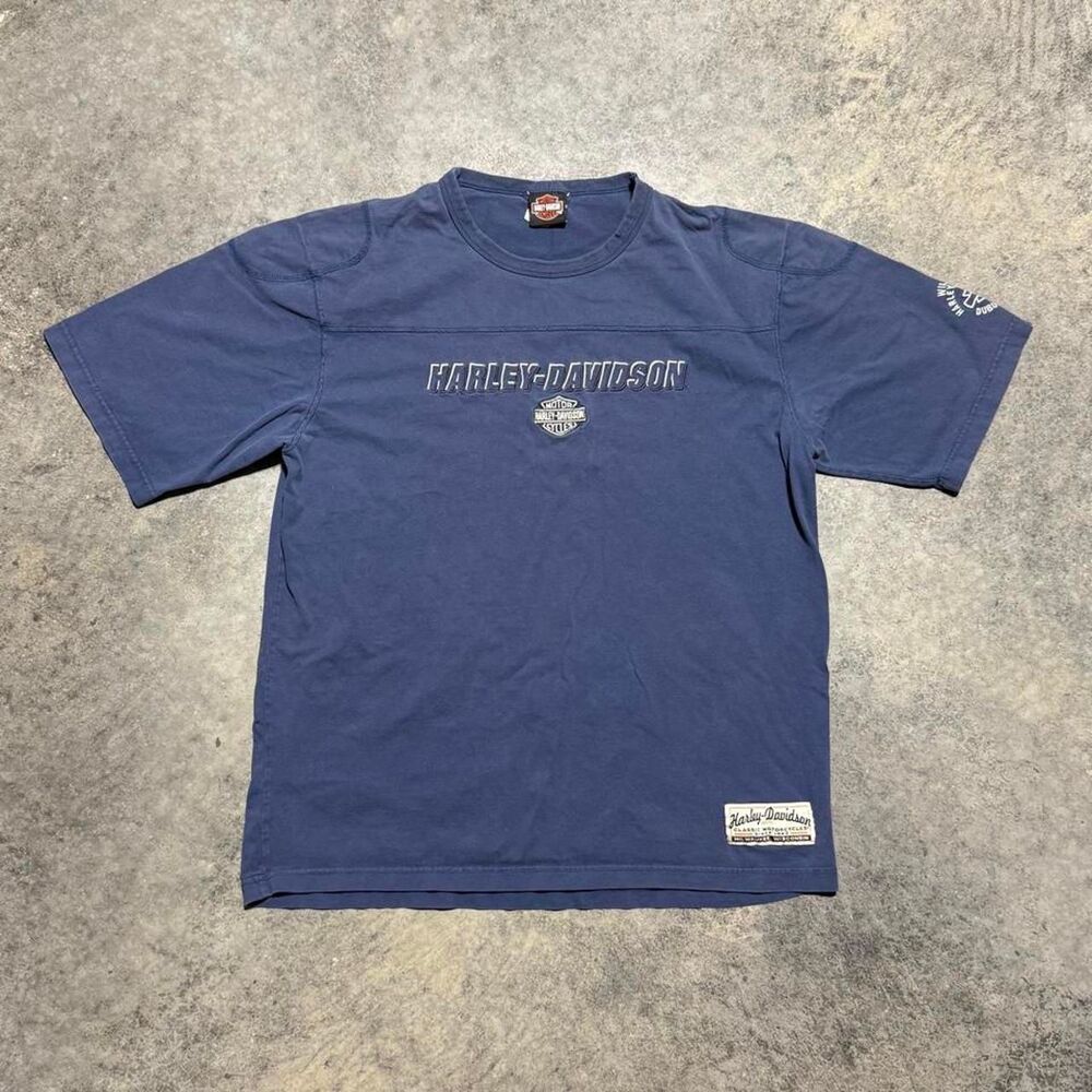 Harley-davidson Men's Blue and Navy T-shirt